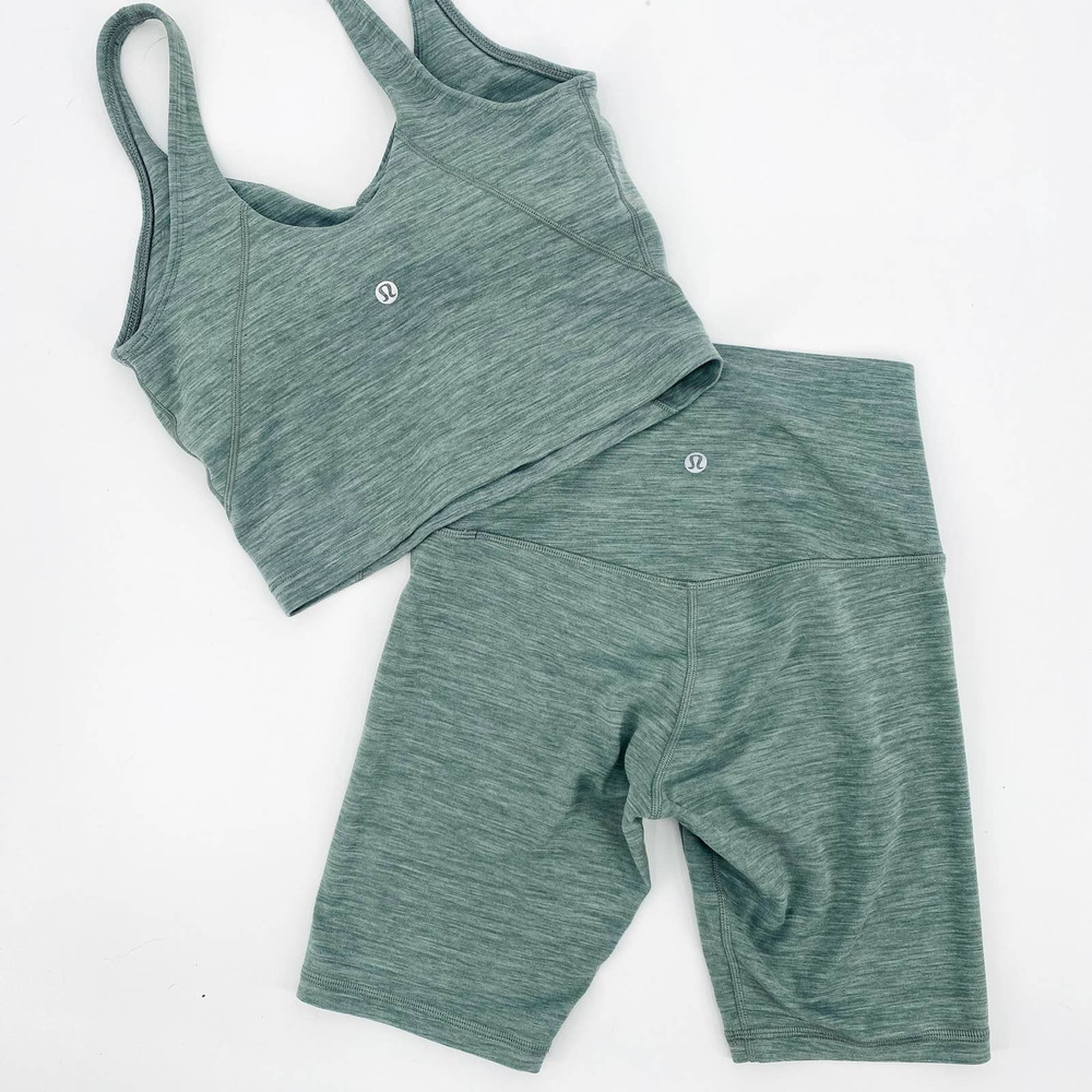 Lululemon  4 Heather Sage Green High Waisted Align Biker Shorts